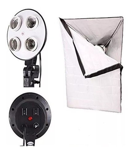Softbox 60x90 Com Soquete Quádruplo E27 Estúdio Youtubers