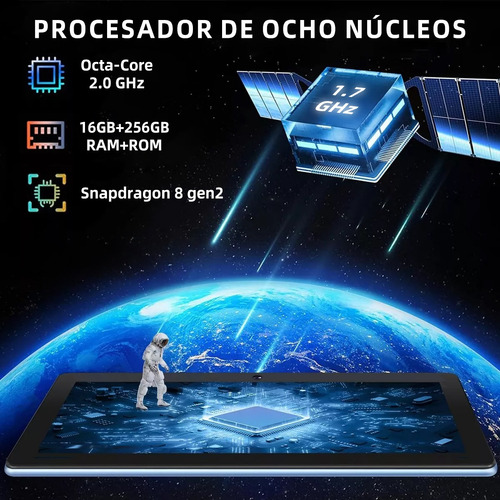 Tablet 10.1'' Android 16gb+256gb 5g Wifi Tablets Con Teclado Azul Claro