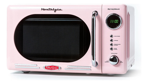 Horno microondas Nostalgia Retro de 0.7 pulgadas cúbicas. Ft. 700 W, rosa