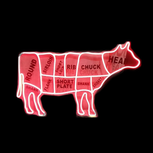 Cartel Vaca Neon Flex Acrilico Tranparete