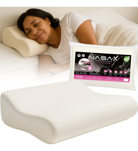 Travesseiro Duoflex Nasa Cervical Ortopedic 65x11,5cm Areia
