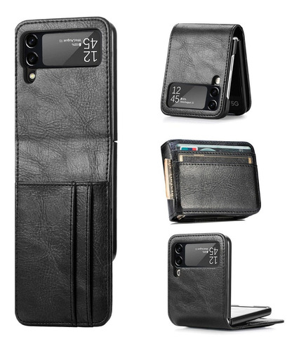 Funda De Cuero Para Samsung Galaxy Z Flip 4 Con Tarjetero