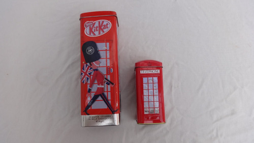 Lote X2 Lata Cabina Telefono Ingles Coleccion Kitkat Decorac