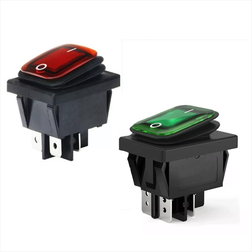 Par De Interruptores Rocker Rojo Y Verde, Ip67, 4pin 10a, Ac