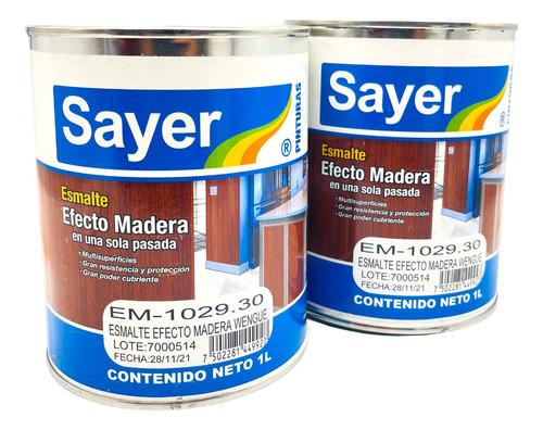 Esmalack Efecto Madera Sayer Para Metal Concreto Yeso 2 Lts