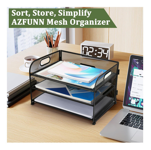 Organizador De Papel De 3 Niveles Azfunn Para Escritorio, De
