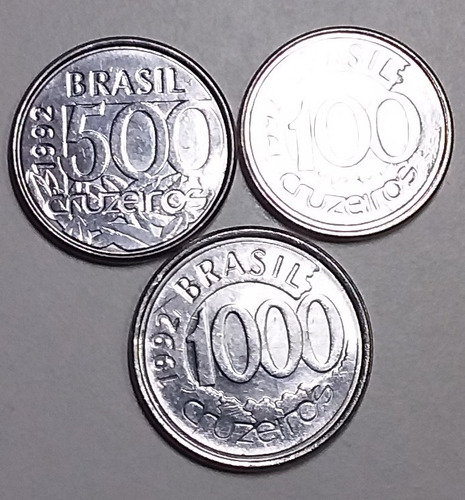  Brasil  1000,500,100 Cruzeiros 1992