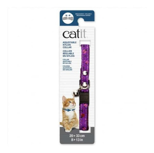 Catit Collar Ajustable Gato Diseño Purpura Con Chinitas