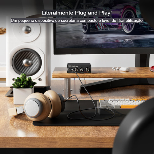 Amplificador / Dac De Fone De Ouvido Fosi Q4 Gaming Preto 160 W