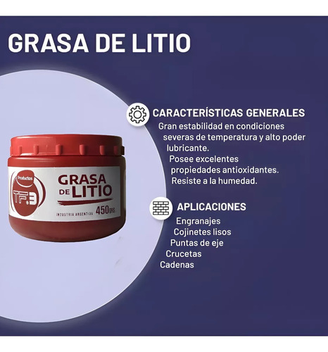 Grasa Litio Roja Multiuso X 450g Tf3 Engrase Extrema Presion