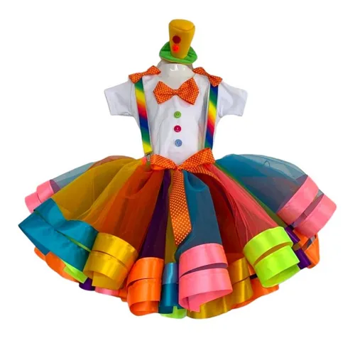 Traje Payasita Tut Multicolor List n Ni a Disfraz T6 8 10 Env o