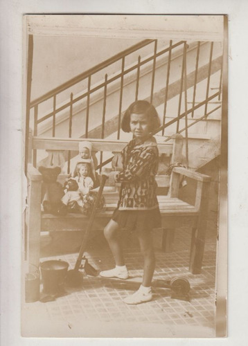1932 Fotografia Niña En Monopatin Con Juguetes Montevideo 