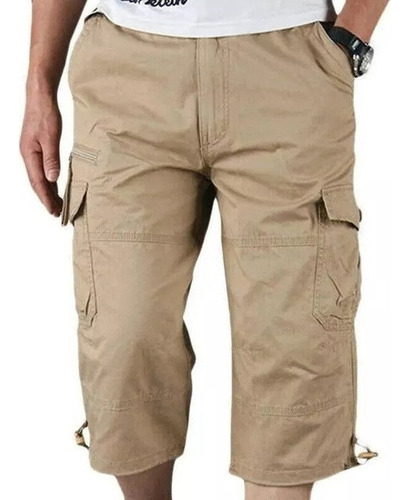 Pantalones Cortos Tipo Cargo Lisos Con Múltiples Bolsillos