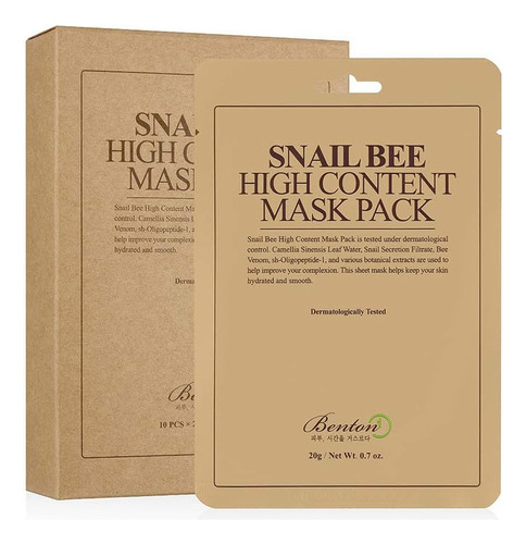 Benton Caracol Bee - Paquete De Mascarillas De Alto Conteni.