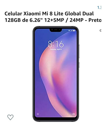 Xiaomi Mi 8 Lite 6 Gigas Armazenamento 128 Gigas