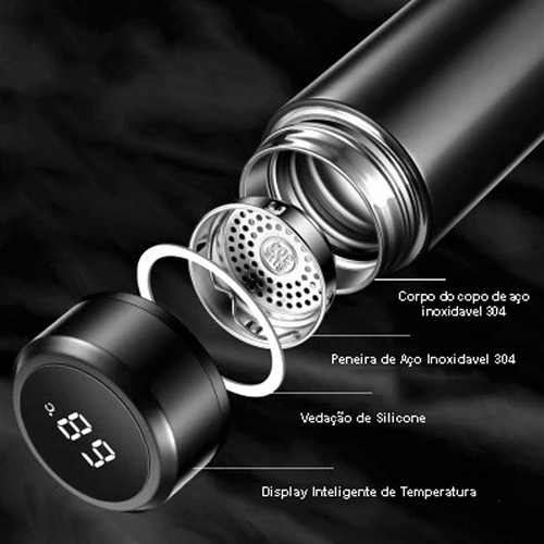 Botella térmica de acero inoxidable con termómetro digital LED de 500 ml, color verde claro
