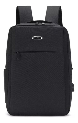 Mochila Masculina Para Faculdade/trabalho Entrada Usb Imperm Cor Preta Desenho Do Tecido Lisa