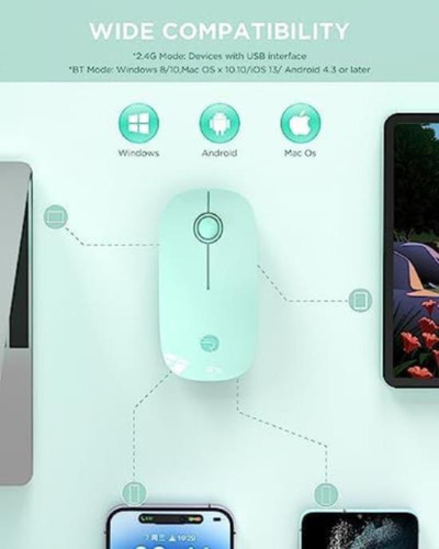 Modo de mouse Bluetooth sem fio Rapique (bt5.1+usb)
