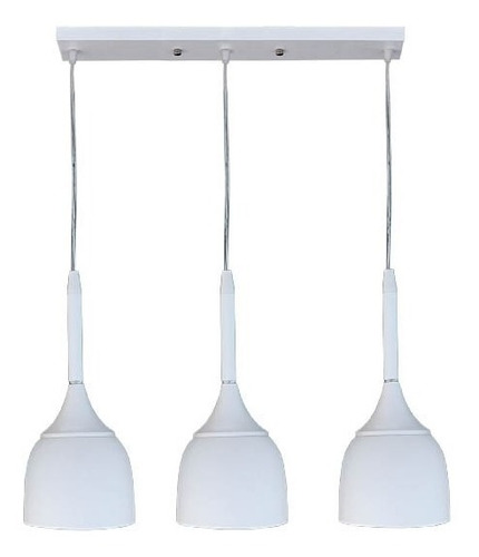  Luminária Pendente Triplo Copo Vidro E Alumínio 15cm E27