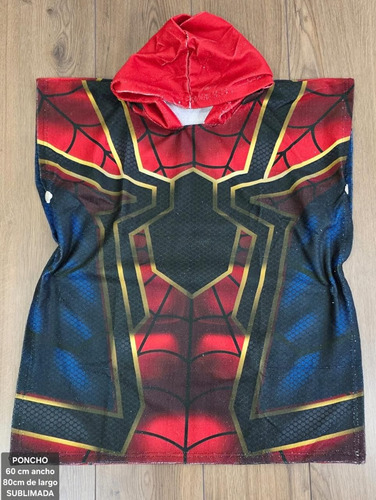 Toalla De Baño Spiderman Infantil Con Gorro Tipo Capa Bata