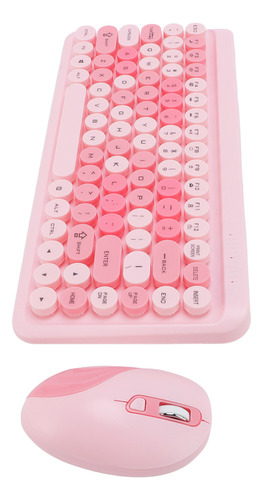 T0mpara Teclado Retrô Colorido, Mouse Sem Fio De 2,4 G E