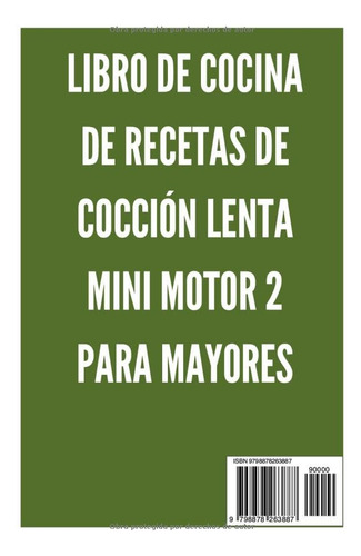 Libro De Cocina De Recetas De Coccion Lenta Mini Motor 2 Par