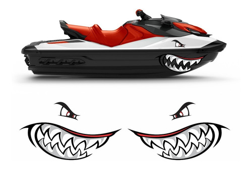 Adesivo Jet Ski Face Shark Boca Tubarão Personalizado Ad01