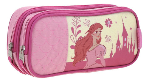 Kit Mochila Ruedas + Lapicera Chenson Princesa Ariel Bff 25 Rosa Liso