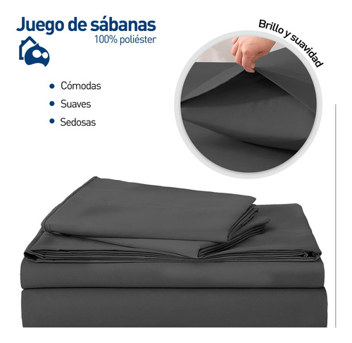 Juego De Sabanas King Size 100% Poliéster Microfibra 4 Pzas Color Negro