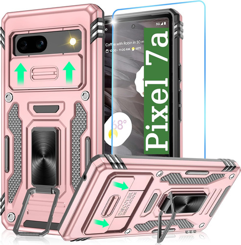 Funda Uso Rudo Cámara Para Google Pixel 7a Carcasa+mica Rosa Google Pixel 7a