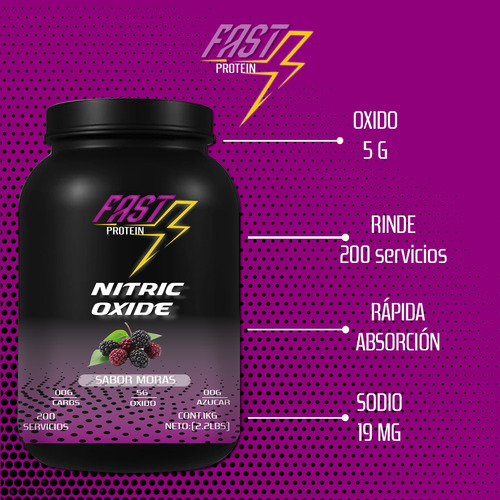 Óxido Nítrico Fast Suplement 1kg 200 Serv Varios Pre Entreno Mora
