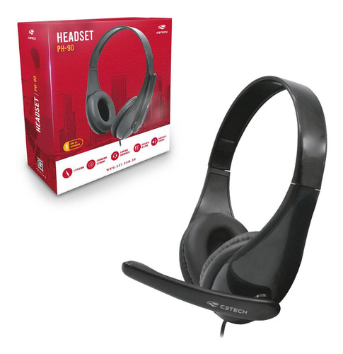 Headset C3tech Ph-90bk, P2 3.5mm, Alto-falante 40mm,