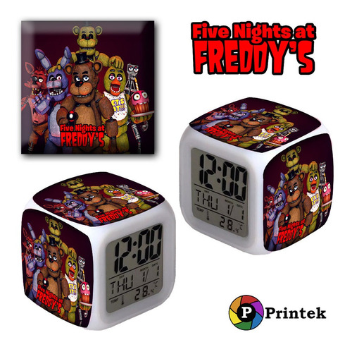 Reloj Despertador Iluminado Five Nights At Freddy - Printek