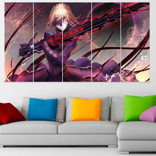 Cuadro Poliptico Artoria Pendragon Fate Grand Orde 120x70cm 