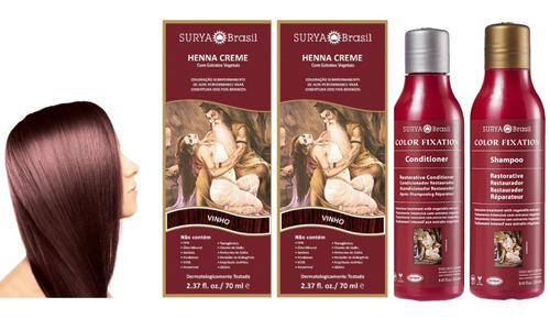Henna Crema Vino X 2 Uds+shampoo Y Acondicionador 
