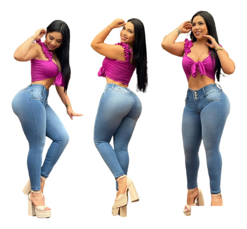 Imagen 1 de 10 de Studio Jeans Pantalon De Dama Levanta Cola Moda Colombiana