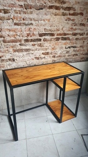 Imagen 4 de 9 de Mesa Escritorio Pc Industrial Hierro Madera Home Office