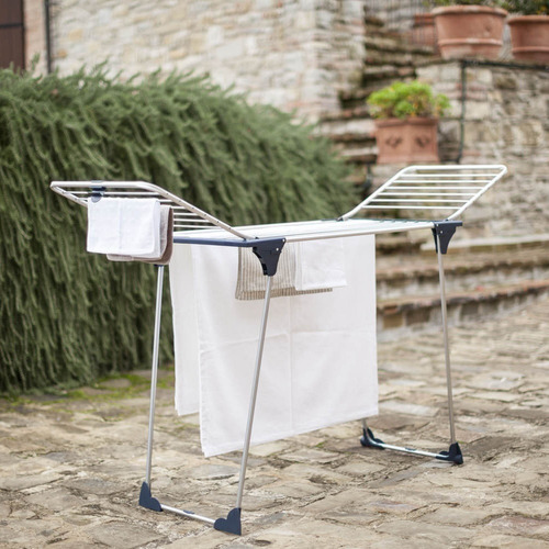 Tendedero Tender Ropa Pie Con Alas Acero Aluminio Marca Gimi Hecho En Italia - Resiste Sol Y Lluvia