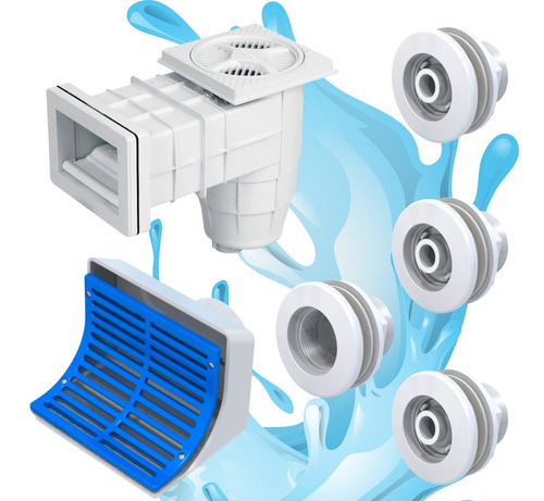 Imagen 1 de 10 de Skimmer Vulcano 20cm + Kit Accesorios Para Pileta Fibra