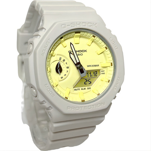 Reloj Casio G-shock GMA-S2100NC-4ADR, correa de protección con núcleo de carbono, bisel gris, fondo amarillo