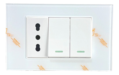 Interruptor Doble + Tomacorriente Pared Blanco250v Cert. Sec