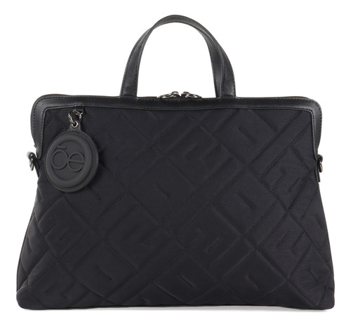 Bolsa Porta Laptop Cloe Para Mujer Textil Acolchada Charm Color Negro