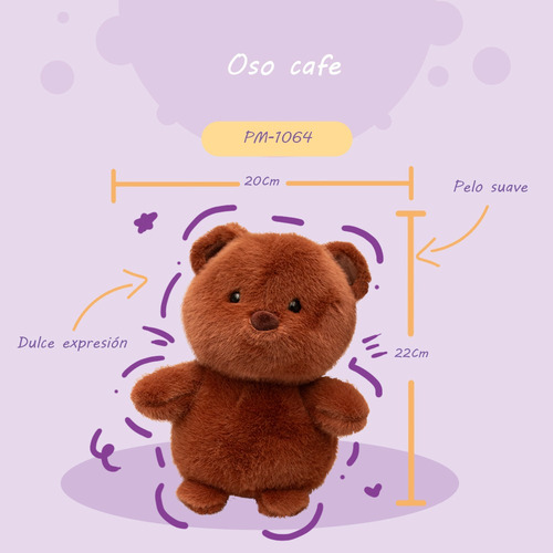 Peluche Chico De Animales Ultra Suave Y Esponjoso Color Café