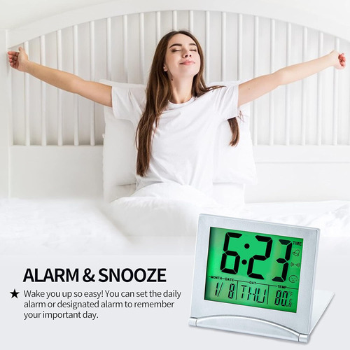Pequeño Reloj Despertador Digital Viaje Funciona Con Pilas