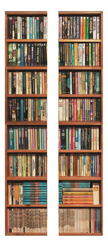 F Pvc Door Sticker Vintage Wood Bookshelf Bar Counter Wall D