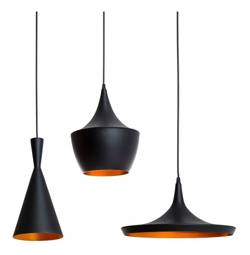 Pack X3 Colgante Moderno Tom Dixon Negro Aluminio Decoración