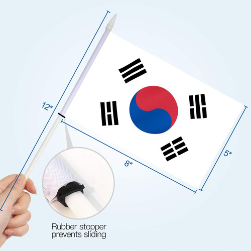 Mini Banderas Anley , Con Vara, Por 12 Unidades De Korea