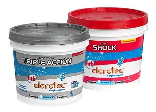 Imagen 1 de 9 de Pastillas Triple Acción Clorotec X 4 Kg + Shock X 4 Kg  Disolucion Instantanea Piletas Pintadas O De Fibra