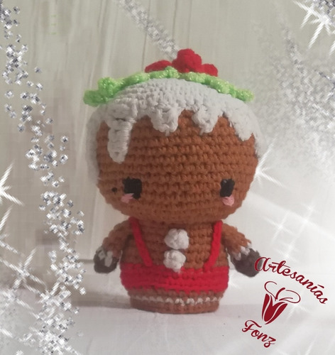 Llavero Amigurumi Colgante Auto Navidad Galleta De Gengibre