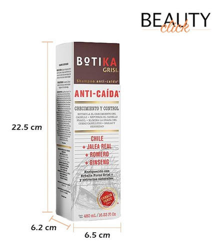 Shampoo Grisi Botika Anti Caída Crecimiento Y Control 480 Ml